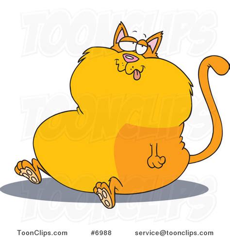 Cartoon Sitting Fat Cat 6988 By Ron Leishman