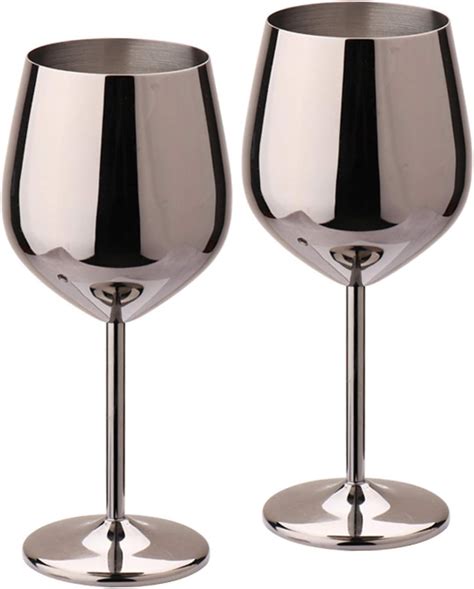 Yaosh 304 Stainless Steel Wine Glass Metal 500ml Stemmed