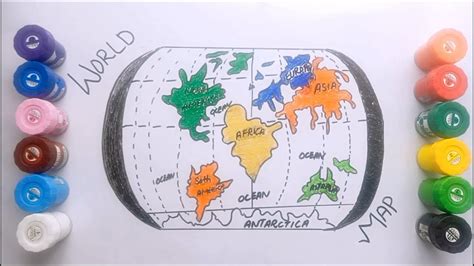 How To Draw World Map Easily Step By Step Drawing World Map Step Step