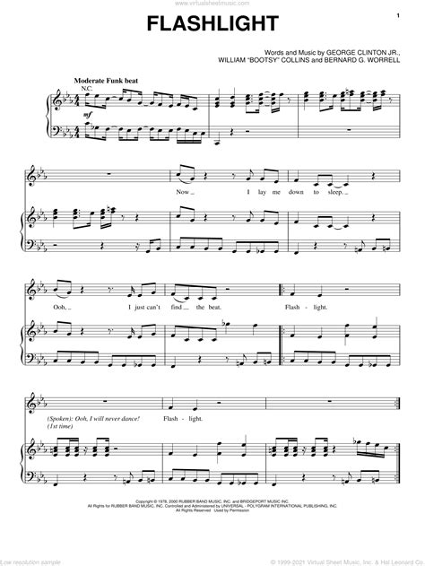 So please hi if you have keyboard notes for both the hands could you pl fwd it to me. Parliament - Flashlight sheet music for voice, piano or guitar