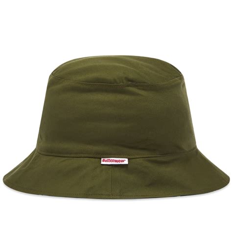 Battenwear Reversible Bucket Hat Olive And Green Ikat End Ie