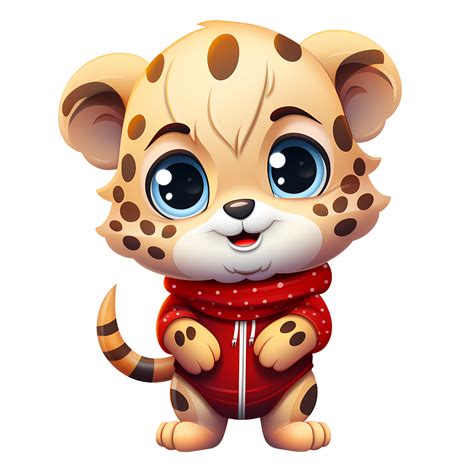 Cute Cheetah With Christmas Clipart Illustration Ai Generative 29874225 Png