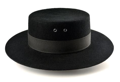 Bolero Hat The Woodsman Black Wool Felt Flat Crown Wide Etsy