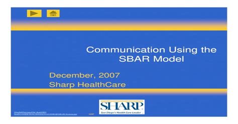 Communication Using The Sbar Model Sharp Healthcare · Pdf Filesbar