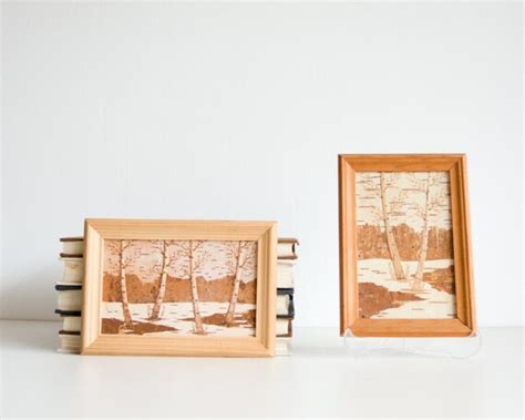 Wooden Intarsia Landscape Picture Frames Wood Scenery Art