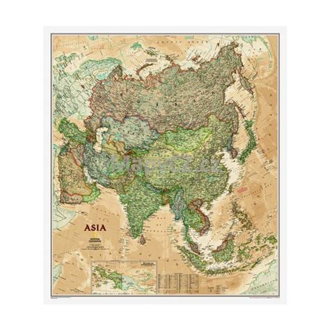 Asie National Geographic Executive Nástěnná Mapa 86 X 100 Cm Lamino