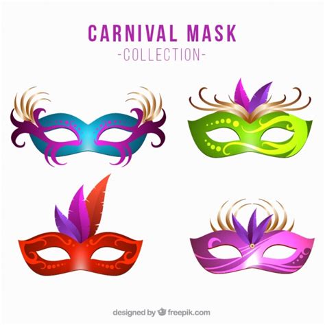 Pack Of Four Realistic Masks Vector Free Download