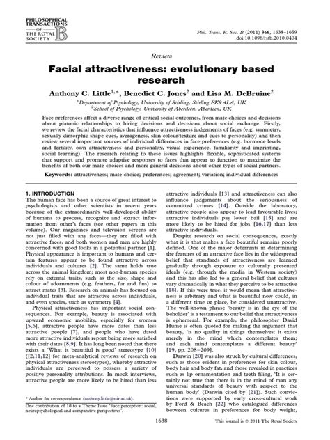 facial attractiveness evolutionary based research physical attractiveness masculinity
