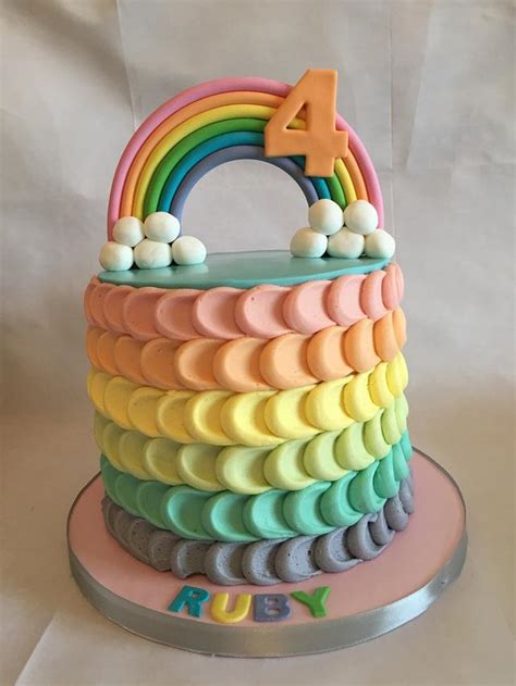 Rainbow Buttercream Decorated Cake By Jen Lofthouse Cakesdecor