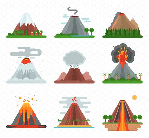 Volcano Vector Nature Blowing Up ~ Illustrations ~ Creative Market