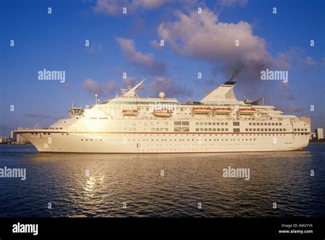 The Cruise Ship Royal Majesty In The Harbor Of Miami Florida Stock
