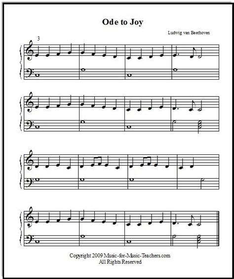 Ode to Joy Free Kids' Sheet Music for Piano | Piano sheet music free
