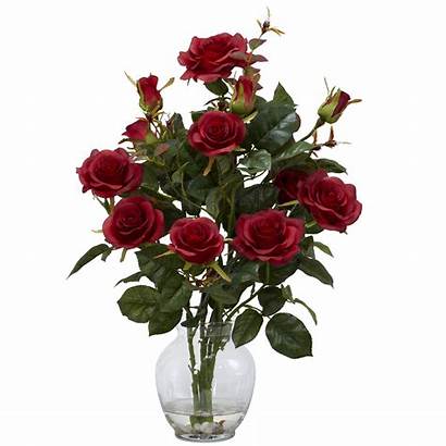 Flower Vase Rose Arrangement Silk Bush