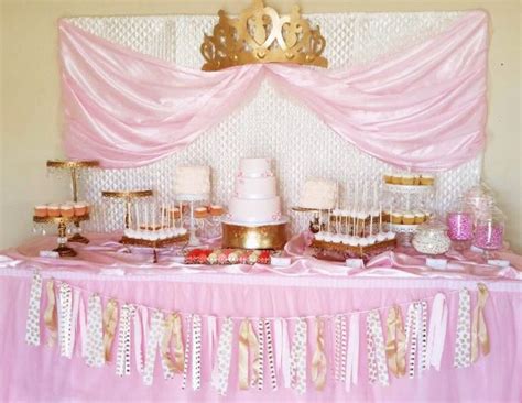 Pink And Gold Princess Themed Dessert Table For A Baby Shower Pretty