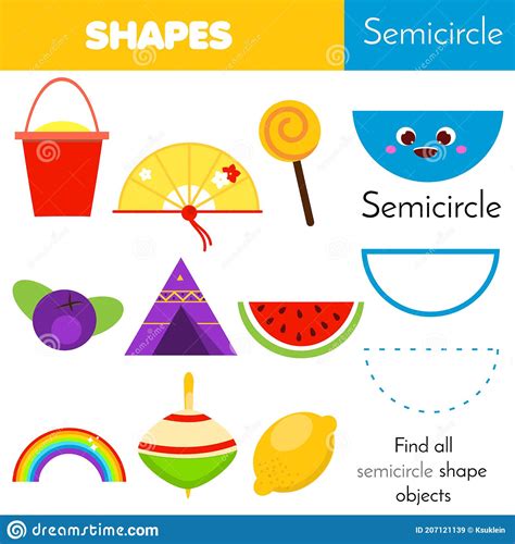 Geometric Shape Activity For Kids And Toddlers Learning Semicirle