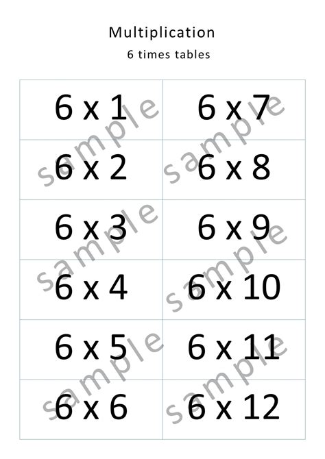 Multiplication Flash Card Printable