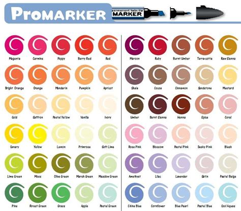 Letraset Promarker Colour Chart Cores Complementares Cores