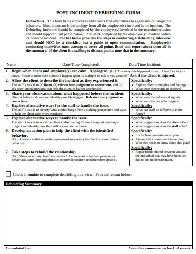 Debriefing Report Template 6 Templates Example Templates Example