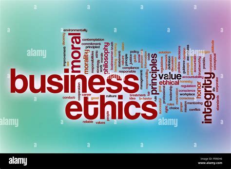 Business Ethics Word Cloud Concept With Abstract Background Stock Photo