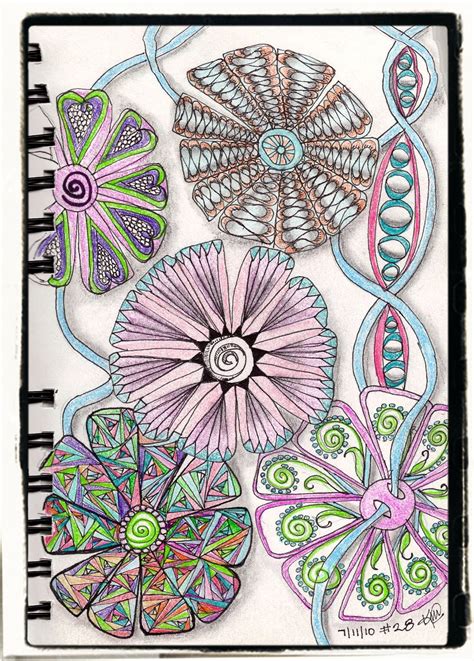 giddy up let's ride: zentangle #28 - flowers