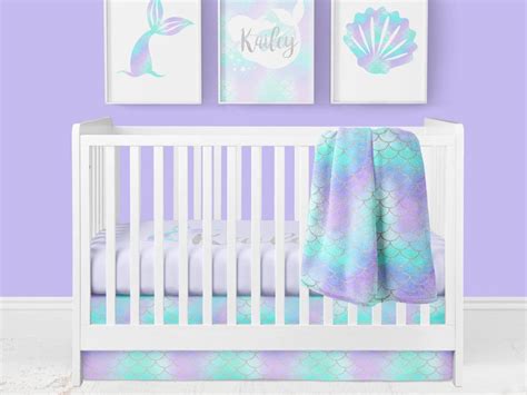 Seven piece purple bedding set. Girl Crib Bedding, Mermaid Nursery, Baby Bedding, Purple ...