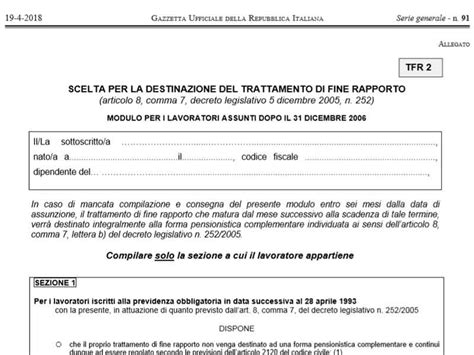 Destinazione TFR Il Nuovo Modulo Di Scelta FISAC CGIL Portale Nazionale