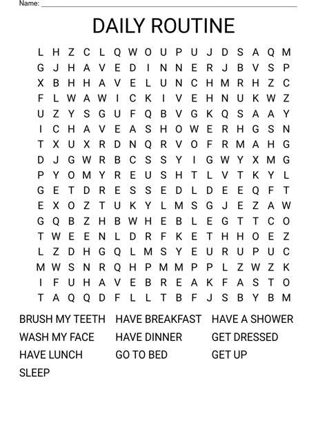 Daily Routines Wordsearch Daily Routine Routine Vocab Vrogue Co