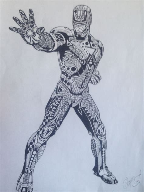 Iron Man Zentangle 2015 Nerd Art Zentangle Art Drawings