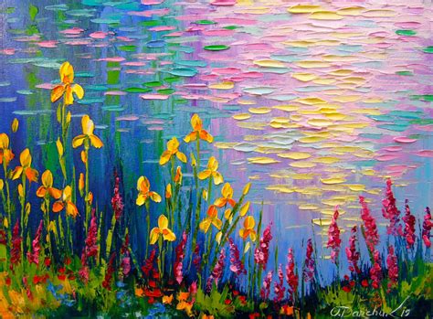 Flowers By The Pond Painting By Olha Darchuk