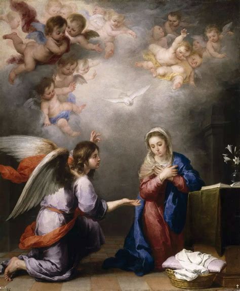 El arcángel Gabriel anuncia a María el nacimiento de Cristo Óleo de