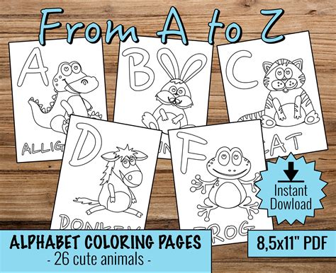 Animal Alphabet Coloring Page For Kids Student Handouts Animal Alphabet
