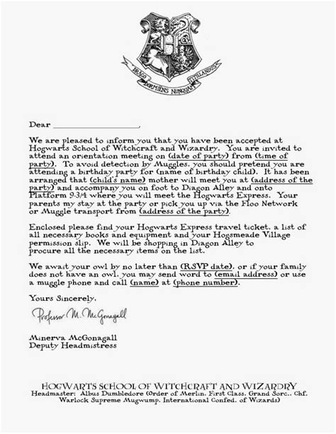 Well just because you didn't get the real thing doesn't mean you can't pretend. Free Printable Hogwarts Invitation Template | Harry potter ...