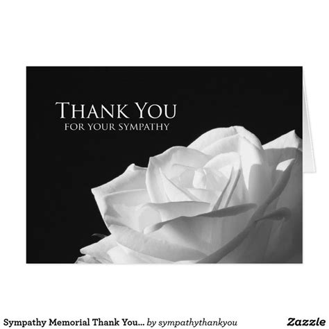 Sympathy Memorial Thank You Note Card Rose Zazzle Sympathy Thank
