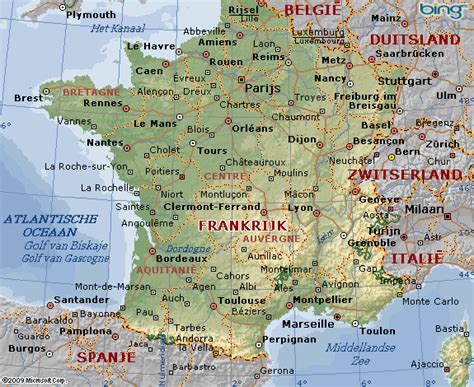 Vindt hier snel en overzichtelijk allerlei kaarten van frankrijk! topografie - Le France.