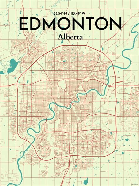 Ourposter Edmonton City Map Graphic Art Print Poster In Printable