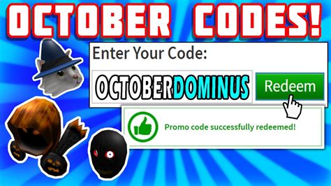 Actual New Promo Codes Free Dominus Roblox Halloween October 2020
