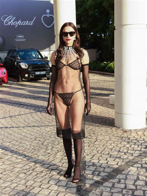 Irina Shayk Wore Gucci Lingerie Under Her Bedazzled Naked Dress