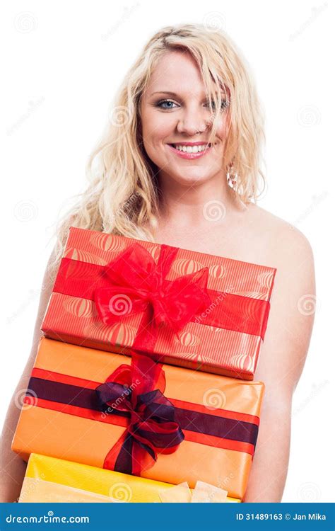 Happy Naked Woman With Gifts Stock Photos Image