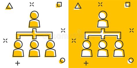 Vector Cartoon People Corporate Organization Chart Icon In Comic Style