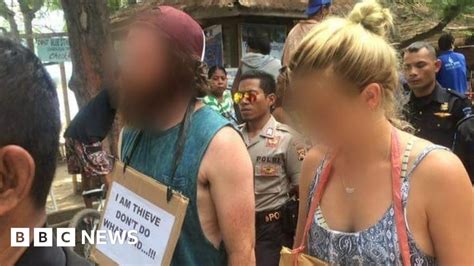 Indonesia Justice Foreign Tourists In Gili Island Walk Of Shame BBC News
