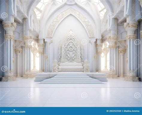 Decorated Empty Throne Hall White Throne Stock Illustration