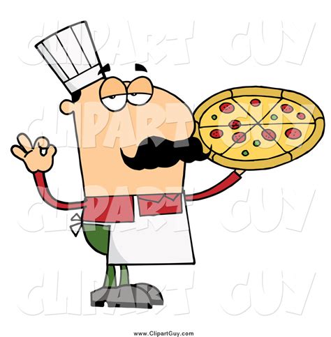 Clip Art Of A Pleased Male Pizza Chef With His Perfect Pie By Hit Toon