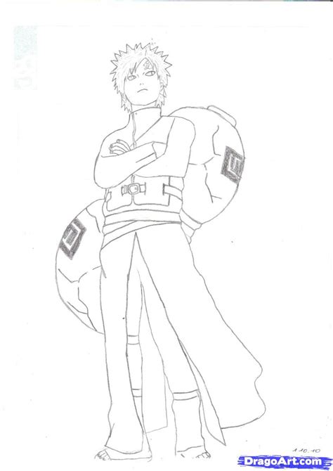 Cute manga anime boy for beginners free coloring work page. How to Draw Gaara, Step by Step, Naruto Characters, Anime ...