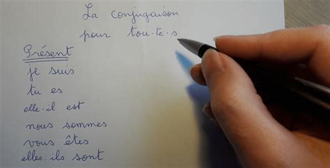 Pour ou contre l'écriture inclusive ? Un tableau de conjugaison en écriture inclusive - Le ...