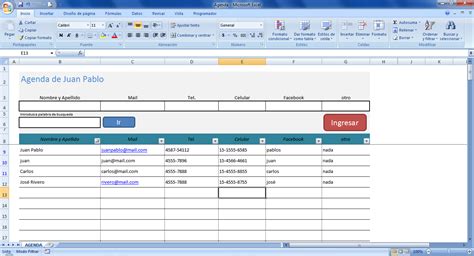 Mini Aplicaciones En Excel Agenda En Excel Con Búsqueda De Registros