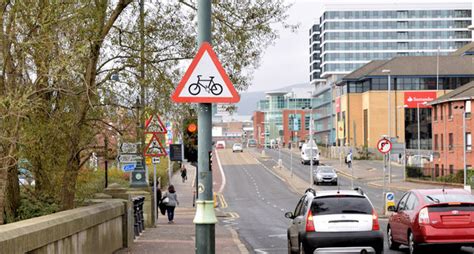 Cycle Route Ahead Sign Belfast © Albert Bridge Geograph