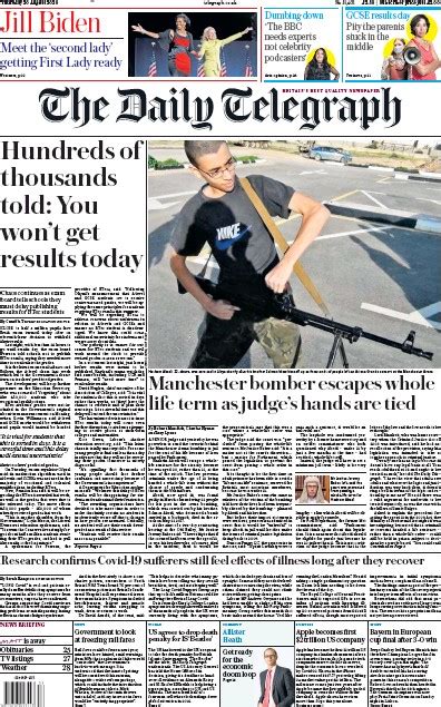 The Daily Telegraph Uk Front Page For 20 August 2020 Paperboy
