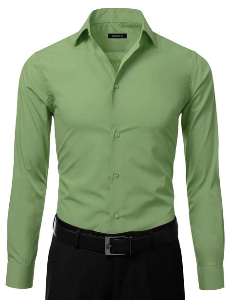 Mens Slim Fit Dress Shirt Lime Green Button Down Ellissa Ds3003 Slim
