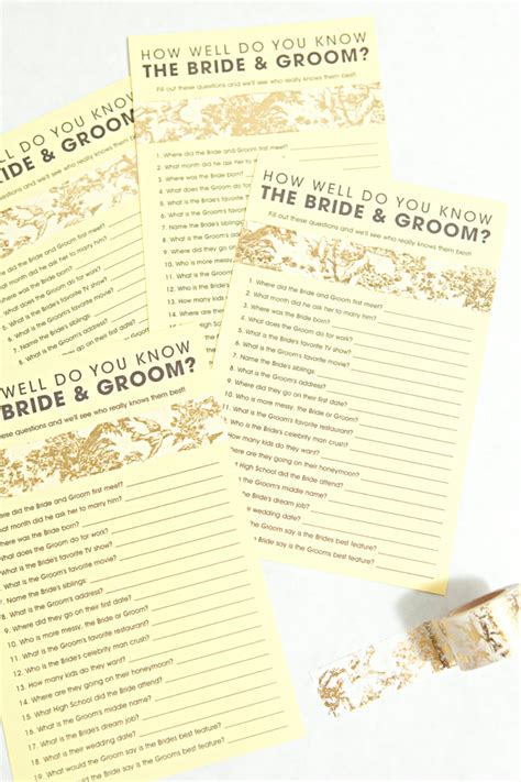 Since the bride is bound to invite guests that don't know each other, breaking the ice early at the bridal shower can really help everyone feel more how well do you know the bride and/or groom? Free How Well Do You Know The Bride & Groom Game!