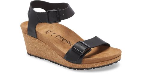 Birkenstock Papillio By Soley Wedge Sandal In Black Leather Black Lyst